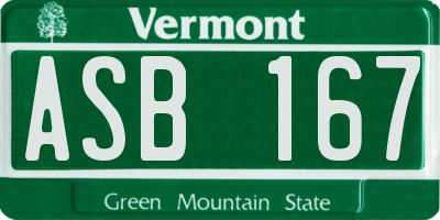 VT license plate ASB167