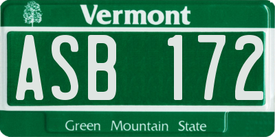 VT license plate ASB172