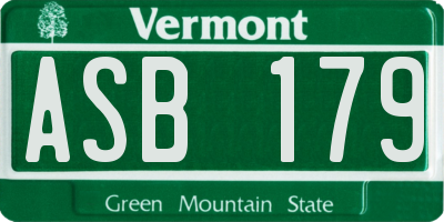 VT license plate ASB179