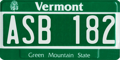 VT license plate ASB182