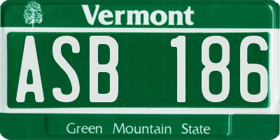 VT license plate ASB186