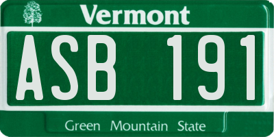 VT license plate ASB191