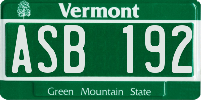 VT license plate ASB192