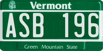 VT license plate ASB196