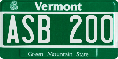 VT license plate ASB200
