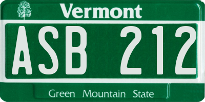 VT license plate ASB212