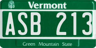 VT license plate ASB213