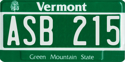 VT license plate ASB215