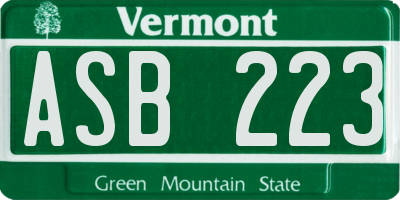 VT license plate ASB223