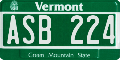 VT license plate ASB224