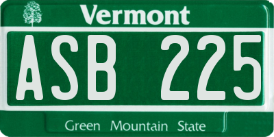VT license plate ASB225
