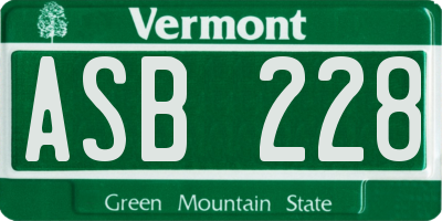 VT license plate ASB228