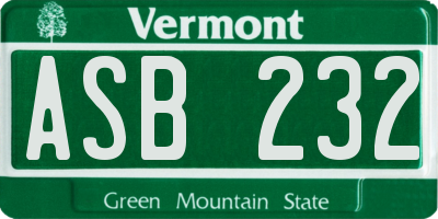 VT license plate ASB232