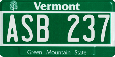 VT license plate ASB237