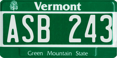 VT license plate ASB243