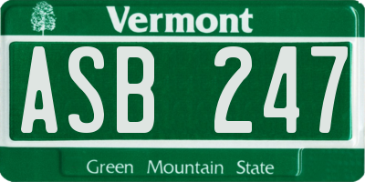 VT license plate ASB247