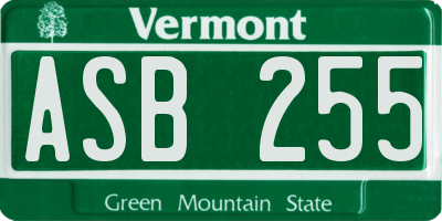 VT license plate ASB255