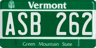 VT license plate ASB262