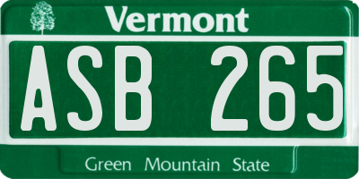 VT license plate ASB265