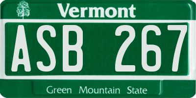 VT license plate ASB267