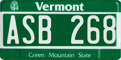 VT license plate ASB268