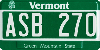 VT license plate ASB270