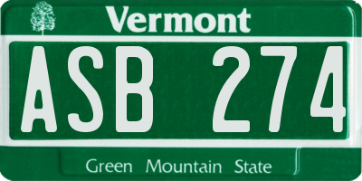 VT license plate ASB274