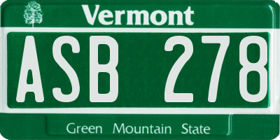 VT license plate ASB278