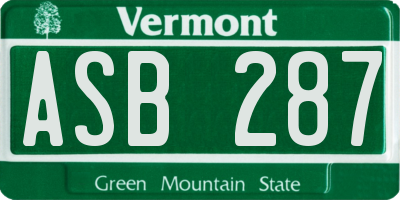 VT license plate ASB287