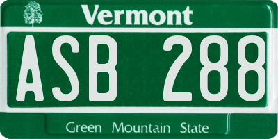 VT license plate ASB288