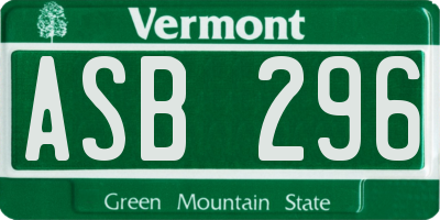 VT license plate ASB296