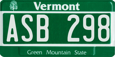 VT license plate ASB298