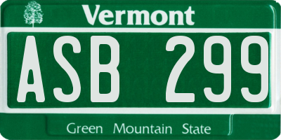 VT license plate ASB299