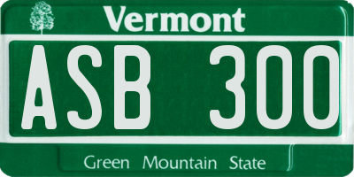 VT license plate ASB300