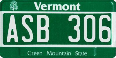 VT license plate ASB306