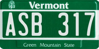 VT license plate ASB317
