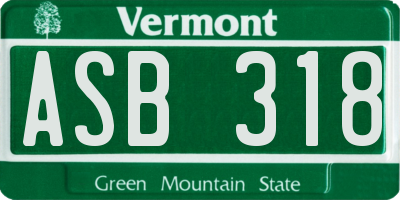 VT license plate ASB318