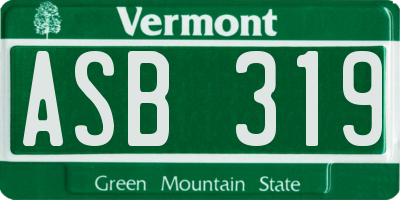 VT license plate ASB319