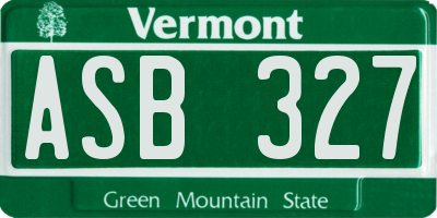 VT license plate ASB327