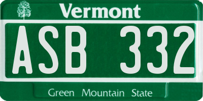 VT license plate ASB332