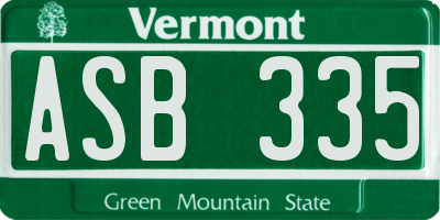 VT license plate ASB335