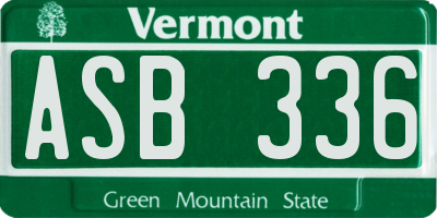 VT license plate ASB336