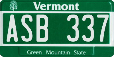 VT license plate ASB337