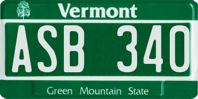 VT license plate ASB340