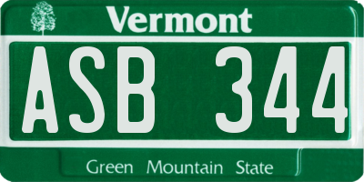 VT license plate ASB344