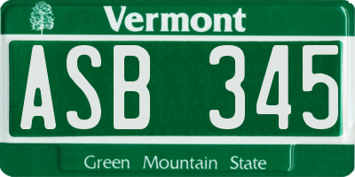 VT license plate ASB345