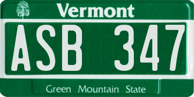 VT license plate ASB347