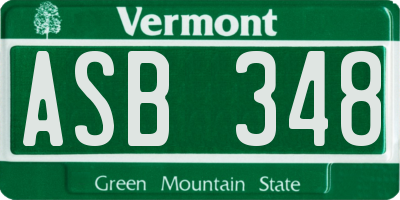 VT license plate ASB348