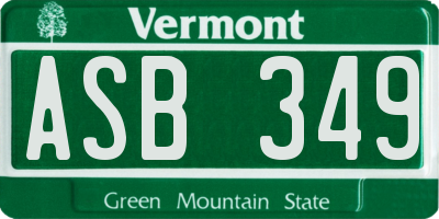 VT license plate ASB349