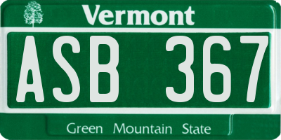 VT license plate ASB367